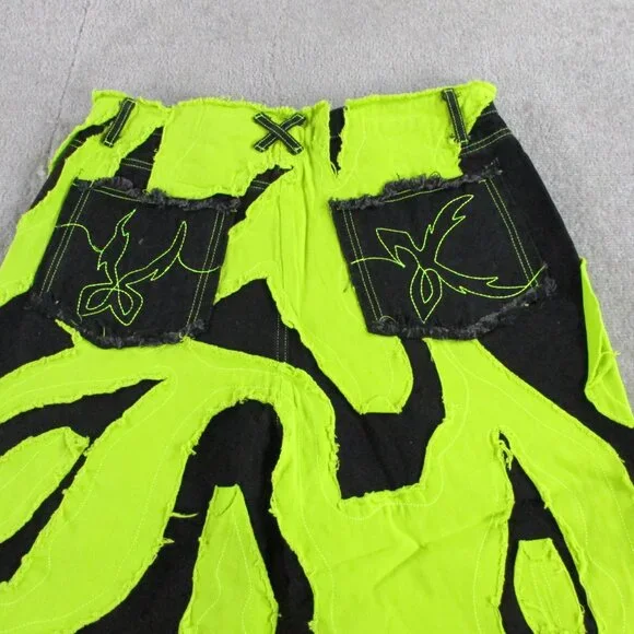 Cool Shirtz Portal Reversible Jeans Size 36 Neon Black Reversible Baggy Heavy - Picture 5 of 15